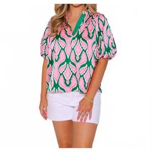 NEW THML paint me pretty puff sleeve top in multi